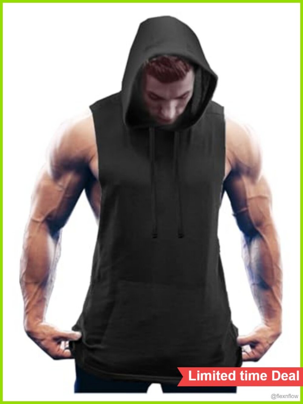 Sleeveless Hooded Tank Top Loose Muscle Shirt Cotton Men Workout Stringer
